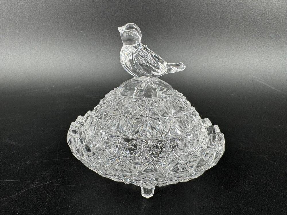 Vintage Hofbauer Byrdes Collection 24% Lead Crystal Covered Trinket Box Germany